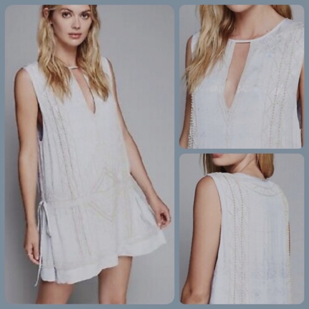 Free people light blue beaded Grecian dress. Size extra small.